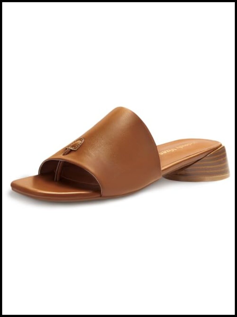 Women's Square Open Toe Block Heel Slide Mule Sandals Low Kitten Heel